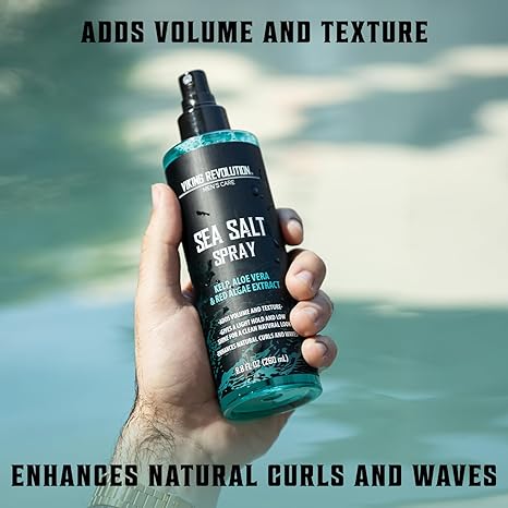 Viking Revolution Sea Salt Spray for Hair Men - Hair Texturizing Spray with Kelp, Aloe Vera and Red Algae Extract - Surf Sprays to Add Volume and Texture for Men Beach Hair - 8.8oz